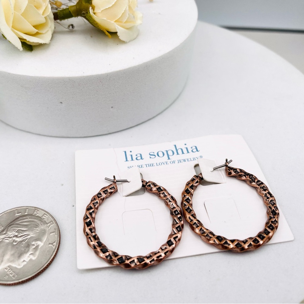 Lia Sophia Copper Plated Hollow Hoop Earrings